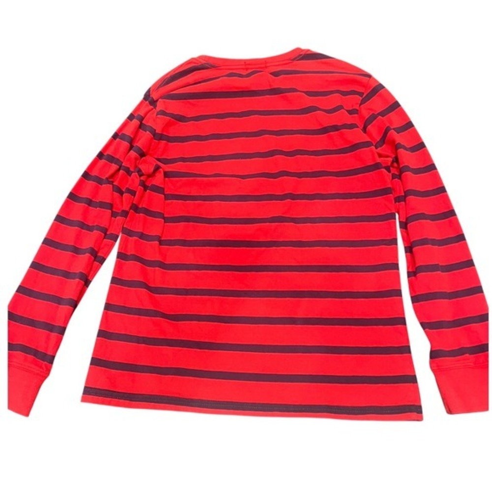 Polo Ralph Lauren Boys Red Navy Striped Long Sleeve T-Shirt Size L 14-16 Cotton - Picture 2 of 5